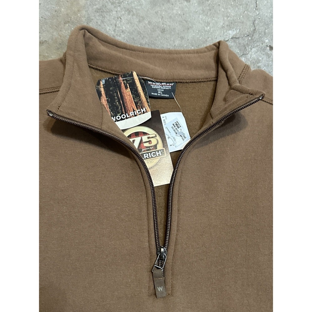 Vtg NWT Woolrich Fleece Lined Pullover  1/4 Zip Brown Men's Size XL - Picture 3 of 8